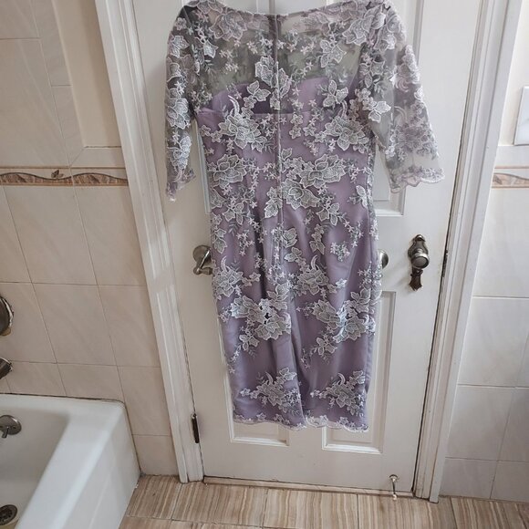 LA FEMME Lavender Purple Embroidered Floral Lace Sheath Dress - Picture 6 of 8